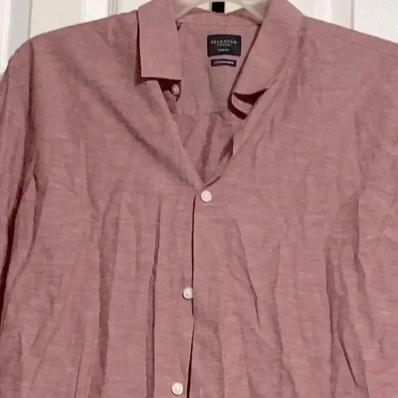 Selected Homme slim fit cotton linen men’s button down shirt size 16.5 - Picture 3 of 9